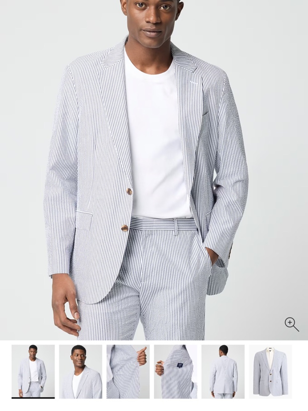 J. Crew Factory Blue and White Striped Seersucker Suit Jacket & Suit Pants